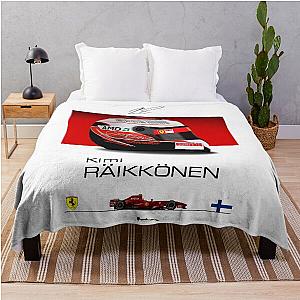 Kimi Raikkonen F2007 Helmet and Car Print Throw Blanket