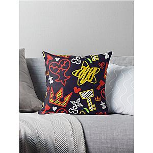 Kingdom Hearts crayon style pattern - bright Throw Pillow