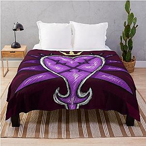 Kingdom Hearts Heartless Symbol with Crown Sketch Purple and Red Banner Throw Blanket