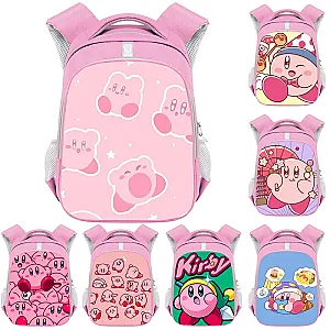 Kirby Children Backpack Boys Rucksack Cartoon Anime Student Book Bag Kids Girls Schoolbag Children Knapsack Birthday Party Gift