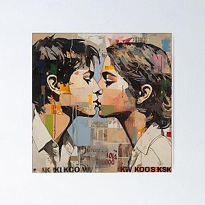 PAINTING ON A WALL OF A KISS BETWEEN A BOY AND A GIRL Poster RB2411