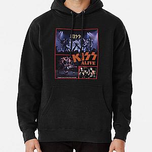 KISS ALIVE Era Collage - Vintage Iron On Look Pullover Hoodie RB2411