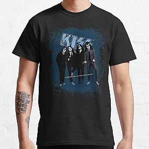 KISS   the band - Blue Background Logo Grunge Classic T-Shirt RB2411