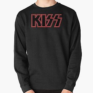 Red Glowing KISS Neon Sign on Black Pullover Sweatshirt RB2411