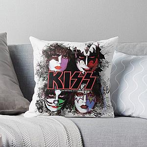 KISS  the Band - All Members Faces brush effect Throw Pillow RB2411