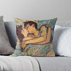 Henri de Toulouse-Lautrec - Le Lit  The Bed   1892 -In bed the kiss-In Bed The Kiss by Henri de Toulouse-Lautrec Throw Pillow RB2411