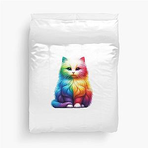 Colorful Rainbow Kittie  Duvet Cover