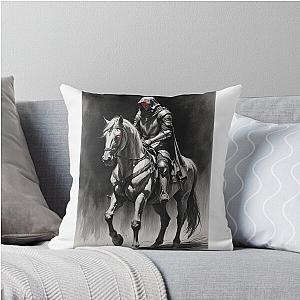 Dark Knight Rider with Glowing Red Eye Fantasy Art Illustration Throw Pillow
