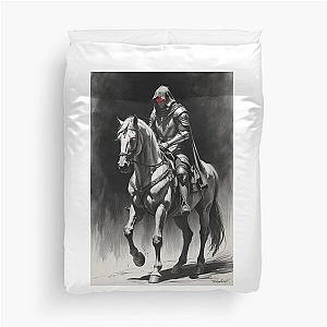 Dark Knight Rider with Glowing Red Eyes Fantasy Art Illustration Duvet Cover