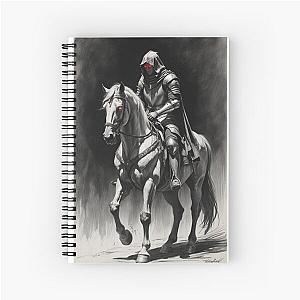 Dark Knight Rider with Glowing Red Eye Fantasy Art Illustration Spiral Notebook