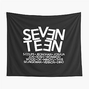 Seventeen17 Logo + Member Names KPOP (White) Tapestry