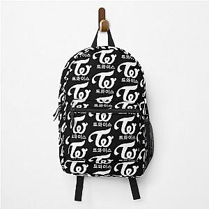 Twice Kpop logo Hangul Black White Backpack