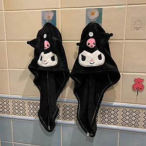 Kuromi Cartoon Sanrio Hair Drying Cap Easy To Dry Wrap Head Towel