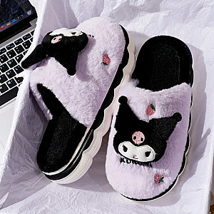 Kuromi Cartoon Winter Plush Warm Home Slipper Shoes