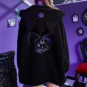 Kuromi Cartoon Sanrio Autumn Winter Thicken Coat Hoodies