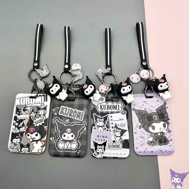 Kuromi Sanrio ID Card Holder Bank Credit Card Protector with Lanyard ...