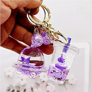 Sanrio Kuromi Acrylic Drift Bottle Car Keyring Keychain