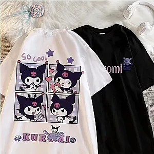 Sanrios Anime Kuromi Cute Cartoon Short Sleeve T-Shirts