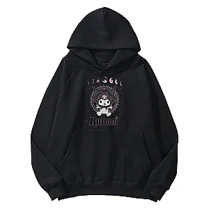 Kuromi Cosmic Moon Phase Print Sports Pullover Hoodies