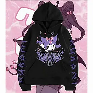 Cartoon Kuromi Print Loose-fitting Hoodies