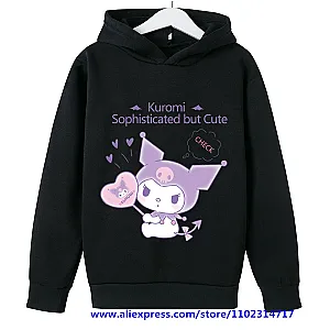 Kuromi Cartoon Print Long Sleeve Sweatshirt Hoodies