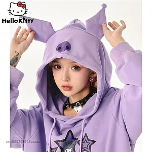 Kuromi Little Devil Girls Printed Hoodies