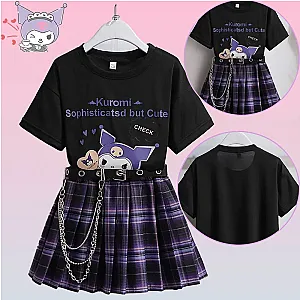 Kuromi Short-Sleeved Suit Kawaii Jk Uniform Skirt T-shirt Set