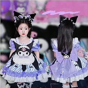 Sanrio Kuromi Summer Girls Short-Sleeved Cartoon Lolita Dress