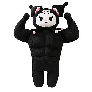 50-90cm Black Kuromi Muscle Sanrio Anime Stuffed Animal Plush