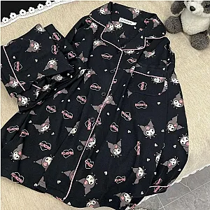 Kuromi Cartoon Cute Casual Home Wear Pajama Sets