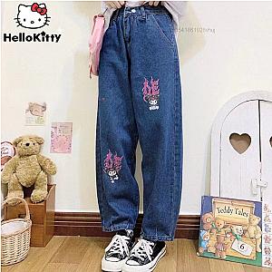 Kuromi Print High Waist Fashion Jeans