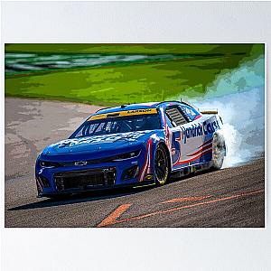 Kyle Larson doing burnout to celebrate abstract poster