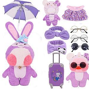 30Cm Lalafanfan Purple Series Animal Clothes Yellow Duck Cute Clothes Set