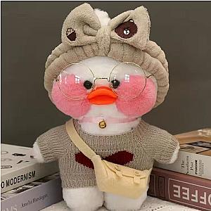 30cm White Pink LaLafanfan Cafe Duck Toy With Clothes Plush