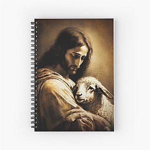 Jesus as the lamb of God": Religious Art - Pencil Drawing Of Jesus Spiral Notebook