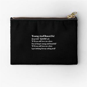 Young and Beautiful by Lana Del Rey Aestheic Quote Lyrics Black Zipper Pouch