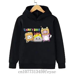 Lanky Box Cartoon Boxy Rocky Foxy Streetwear Stone Cats Print Hoodies