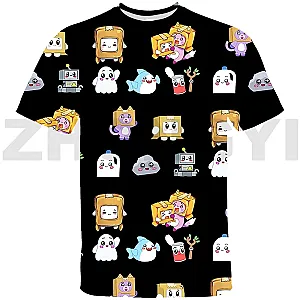 Lanky Box Children Cartoon Lanky Box Characters Pattern Print T-shirts