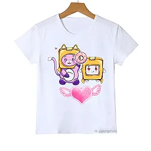 Lankybox Cartoon Foxy Boxy Love Graphic Print Children's T-shirts