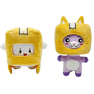 20cm White Yellow Foxy And Boxy 2pcs Stuffed Toy Plush