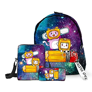 LankyBox Cartoon Three-piece Set Students School Bag Backpack Shoulder Pencil Bag