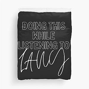 Now Playing: LANY in White Typography Print Duvet Cover