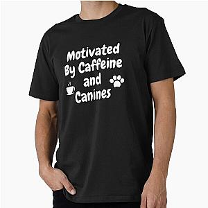 Motivated by caffeine and canines. A design for coffee lovers. Premium T-Shirt
