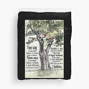 Lauren Daigle - You Say Lyrics - Tree And Cardinal Bird  Duvet Cover