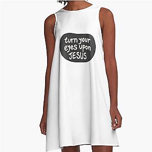 Turn your eyes on Jesus, Lauren Daigle Charcoal Ivory A-Line Dress