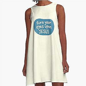 Turn Your Eyes Upon Jesus Lauren Daigle Turquoise Ivory A-Line Dress