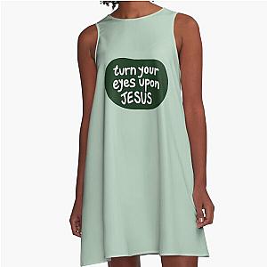 Turn your eyes on Jesus, Lauren Daigle - Forest Green A-Line Dress