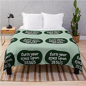 Turn Your Eyes Upon Jesus Lauren Daigle Forest Green Light Grey Throw Blanket