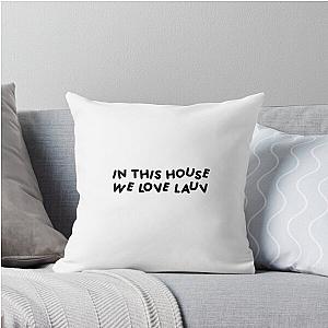 In This House We Love Lauv Sticker Throw Pillow