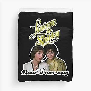 Doin it our way - Yellow Laverne & Shirley 70s Retro Tribute Duvet Cover